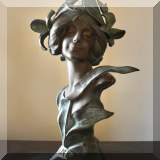 A20. Brass bust entitled ”Flore” after Julian Causse. 12”h